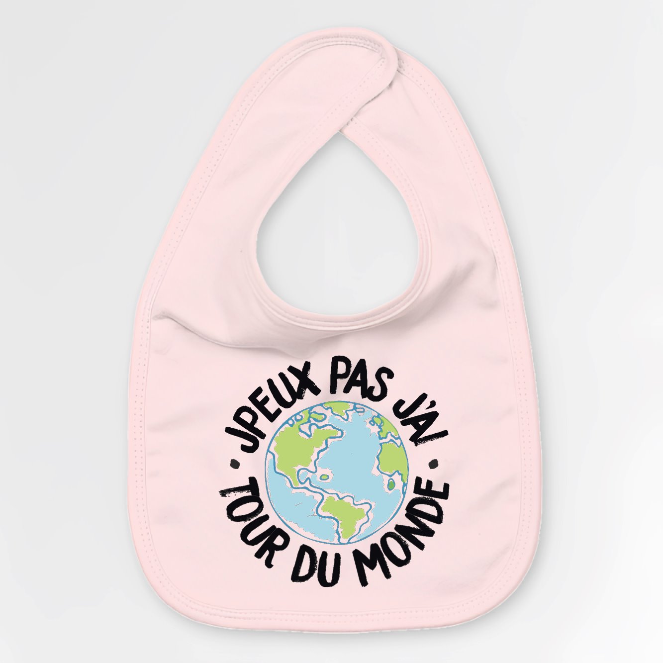 Bavoir Bébé J'peux pas j'ai tour du monde Rose