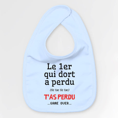 Bavoir Bébé Le premier qui dort a perdu Bleu