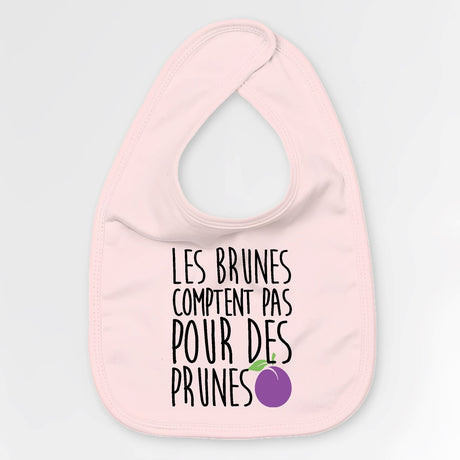 Bavoir Bébé Les brunes comptent pas pour des prunes Rose