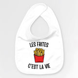 Bavoir Bébé Les frites c'est la vie Blanc