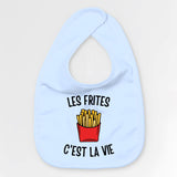 Bavoir Bébé Les frites c'est la vie Bleu