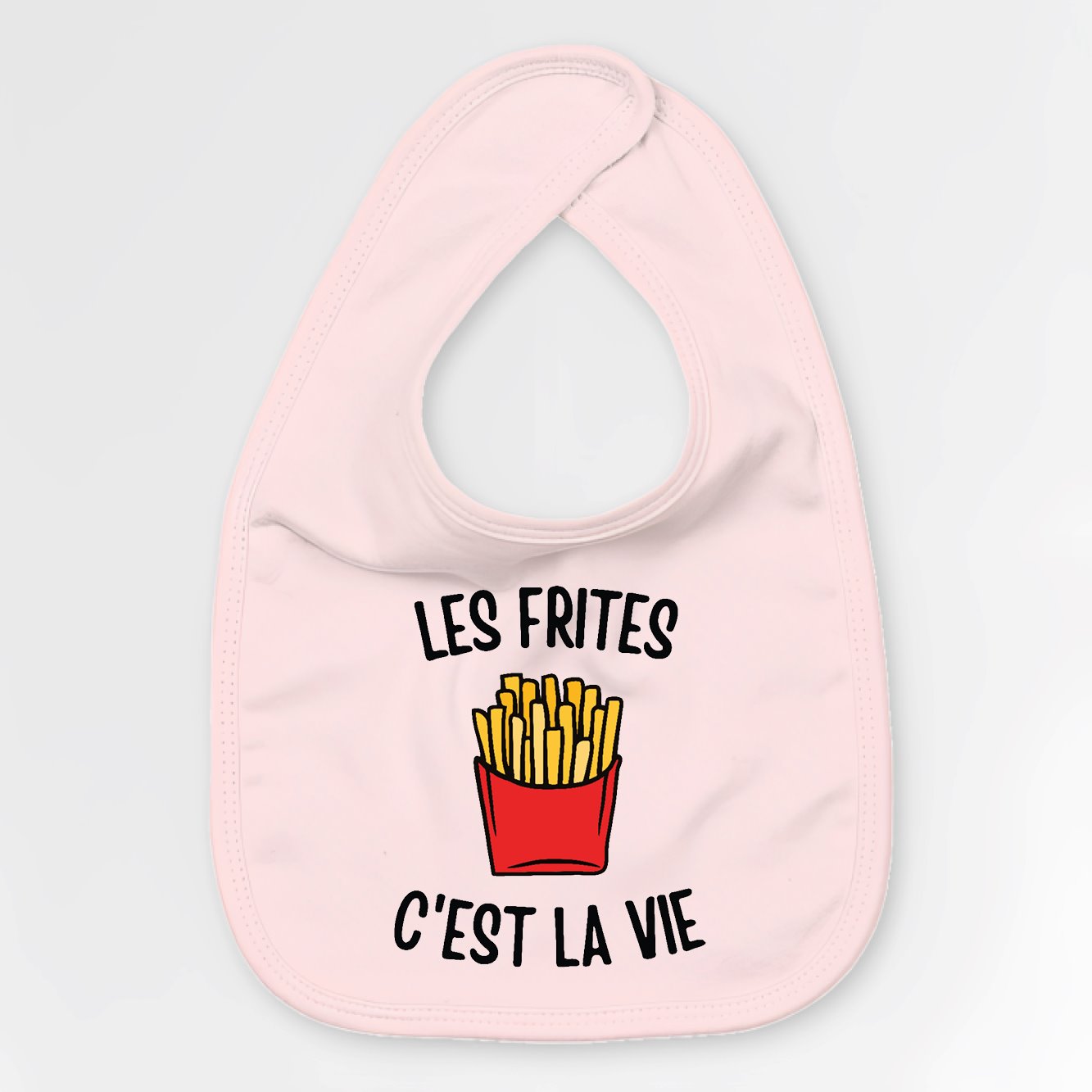 Bavoir Bébé Les frites c'est la vie Rose