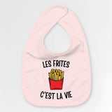 Bavoir Bébé Les frites c'est la vie Rose