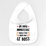 Bavoir Bébé Minuscule mais déjà le boss Blanc