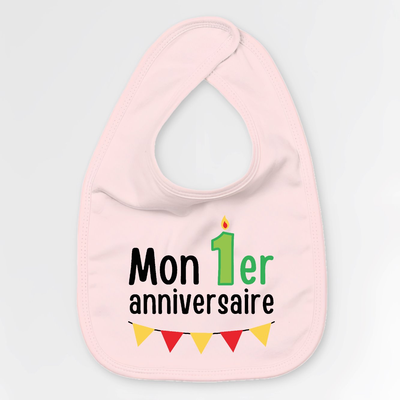 Bavoir Bébé Mon premier anniversaire Rose