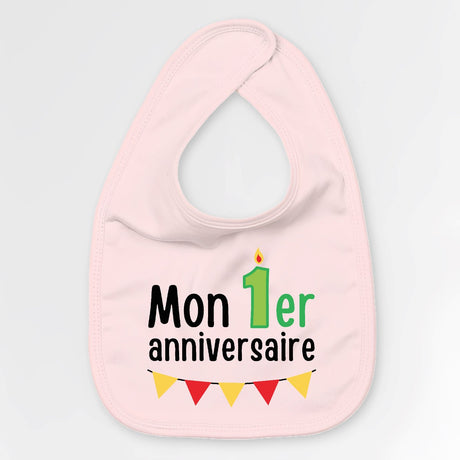 Bavoir Bébé Mon premier anniversaire Rose