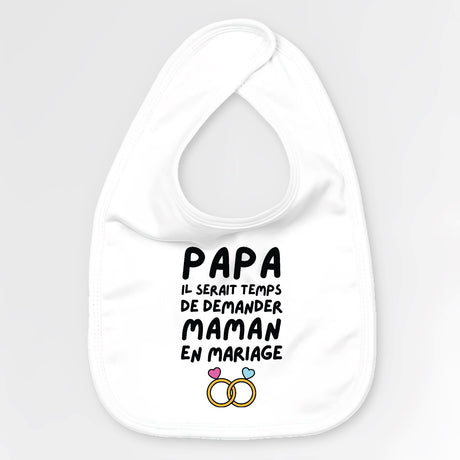 Bavoir Bébé Papa demande en mariage maman Blanc