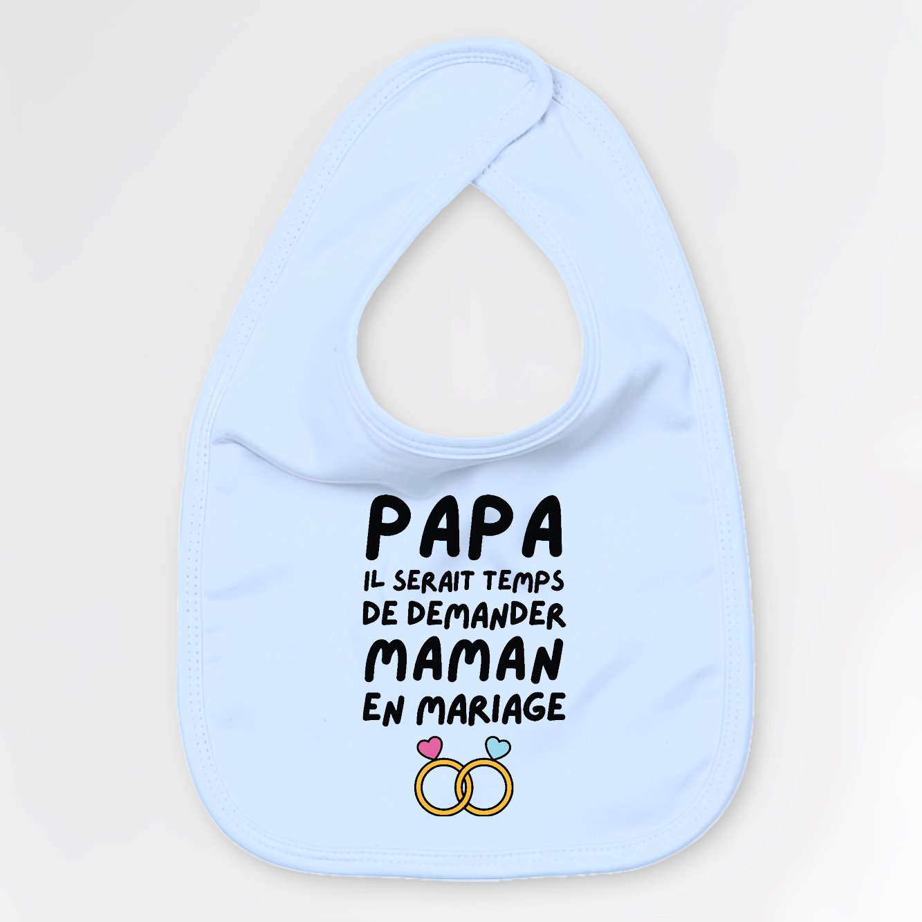 Bavoir Bébé Papa demande en mariage maman Bleu