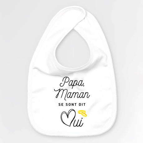 Bavoir Bébé Papa maman se sont dit oui Blanc