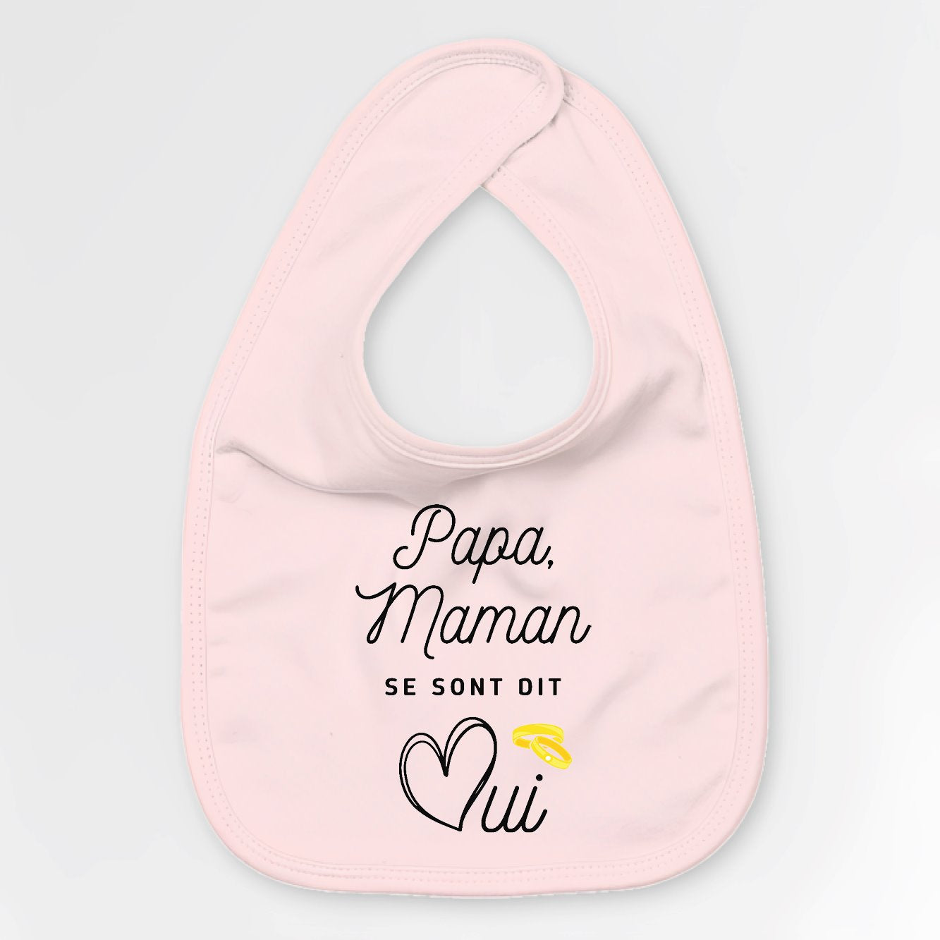 Bavoir Bébé Papa maman se sont dit oui Rose