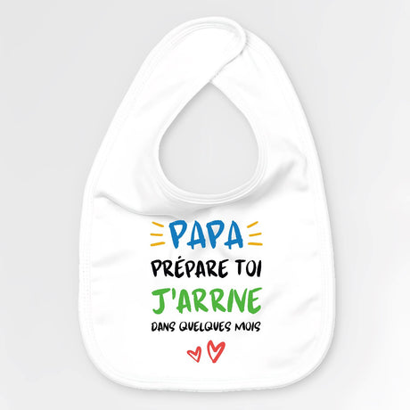 Bavoir Bébé Papa prépare toi j'arrive Blanc