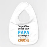 Bavoir Bébé Papa qui change la couche Blanc