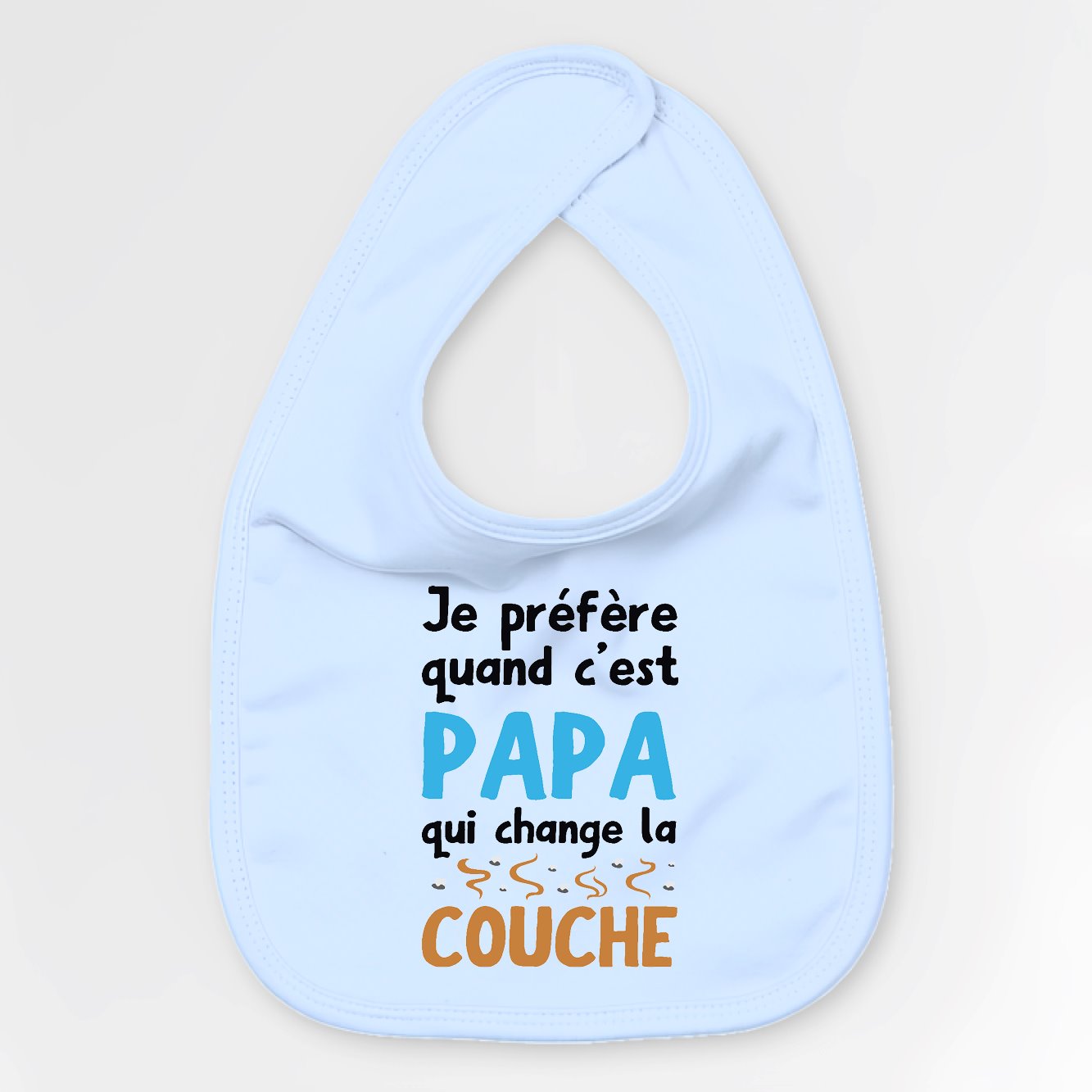 Bavoir Bébé Papa qui change la couche Bleu