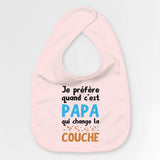 Bavoir Bébé Papa qui change la couche Rose