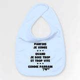 Bavoir Bébé Parfois je vomis comme parrain Bleu