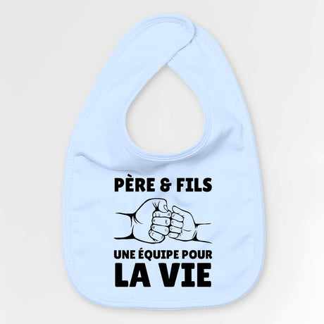 Bavoir Bébé Père et fils une équipe pour la vie Bleu