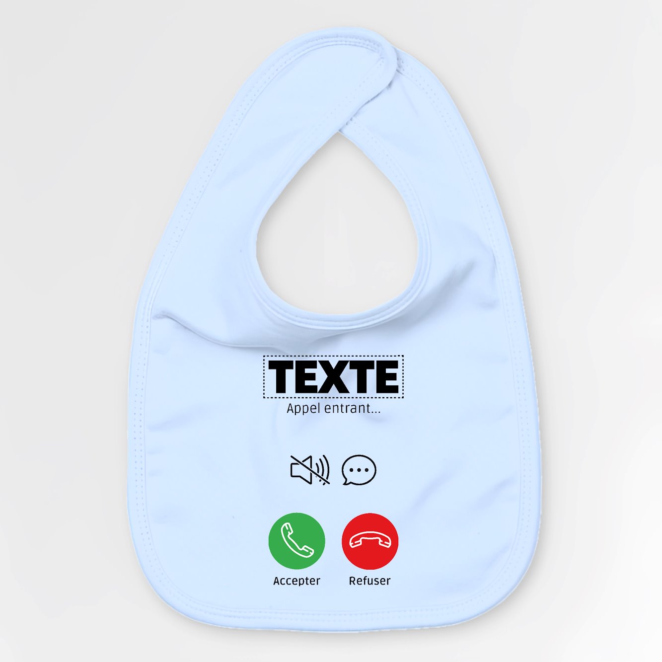 Bavoir Bébé Personnalisé Appel de "votre texte" Bleu