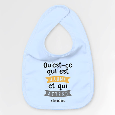 Bavoir Bébé Qu'est-ce qui est jaune Jonathan Bleu