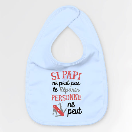 Bavoir Bébé Si papi ne peut pas pas le réparer Bleu