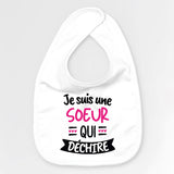 Bavoir Bébé Soeur qui déchire Blanc