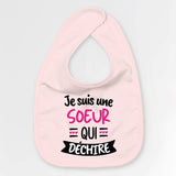 Bavoir Bébé Soeur qui déchire Rose