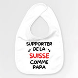 Bavoir Bébé Supporter de la Suisse comme papa Blanc