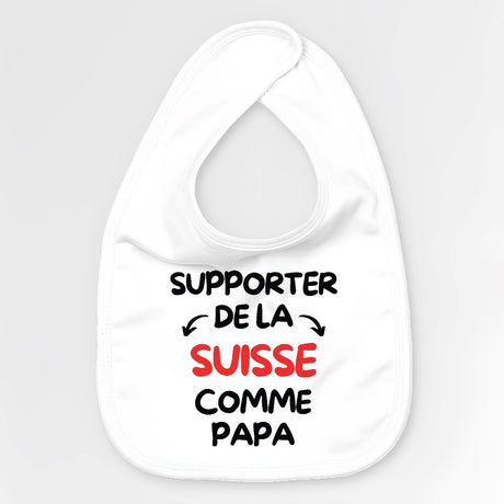 Bavoir Bébé Supporter de la Suisse comme papa Blanc