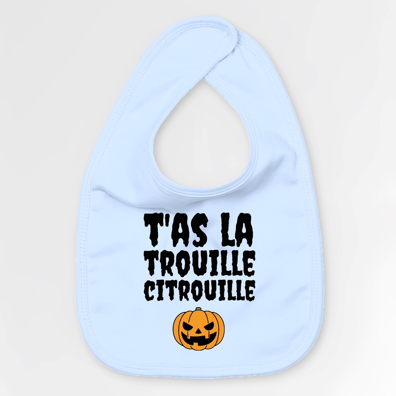 Bavoir Bébé T'as la trouille citrouille Bleu