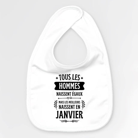 Bavoir Bébé Tous les hommes naissent égaux les meilleurs en janvier Blanc