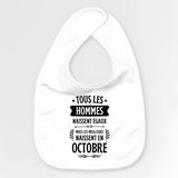 Bavoir Bébé Tous les hommes naissent égaux les meilleurs en octobre Blanc