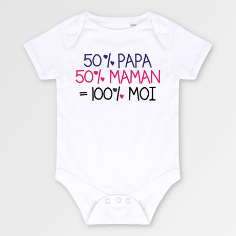 Body Bébé 50% maman 50% papa Blanc