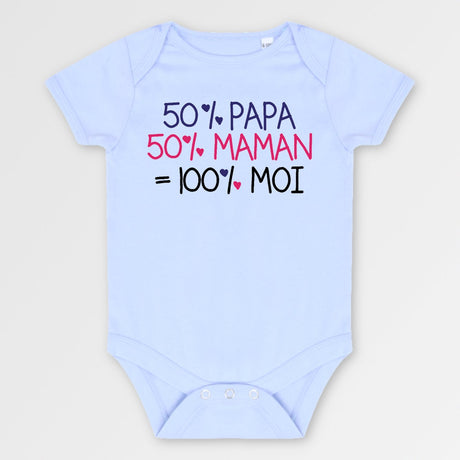 Body Bébé 50% maman 50% papa Bleu