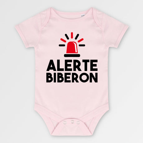 Body Bébé Alerte biberon Rose