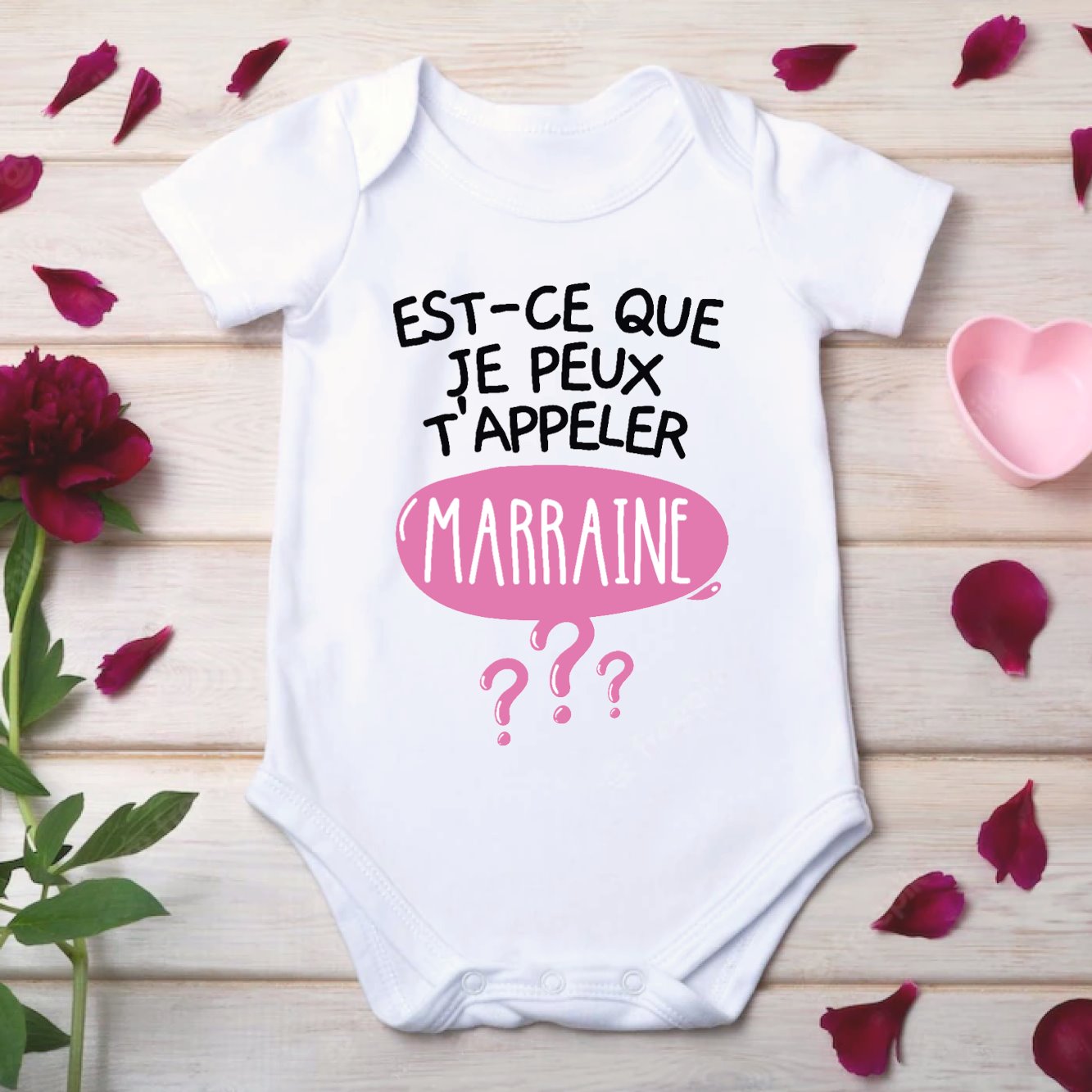 Body Bébé Est-ce que je peux t'appeler marraine Blanc