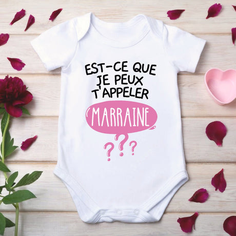 Body Bébé Est-ce que je peux t'appeler marraine Blanc