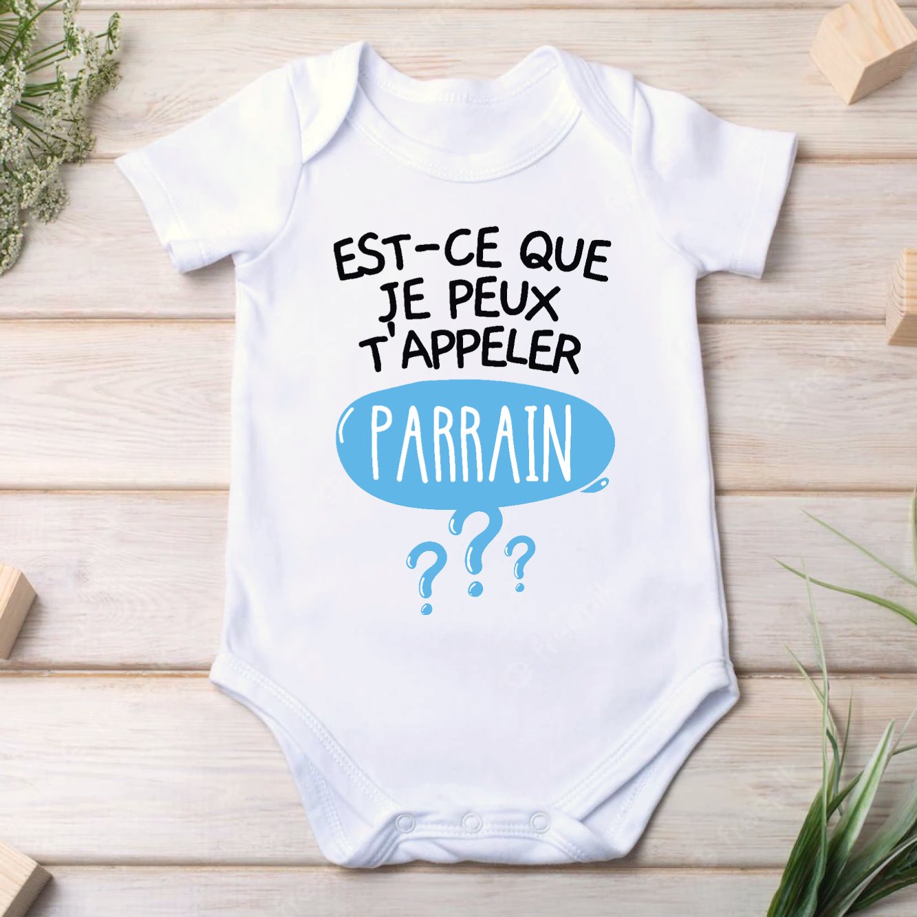 Body Bébé Est-ce que je peux t'appeler parrain Blanc