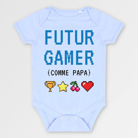 Body Bébé Futur gamer comme papa Bleu