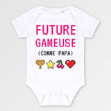 Body Bébé Future gameuse comme papa Blanc