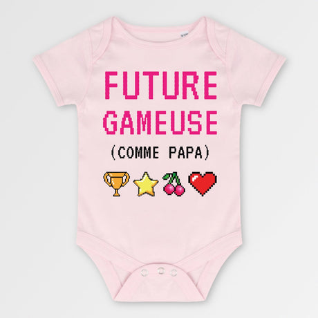 Body Bébé Future gameuse comme papa Rose