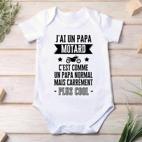 Body Bébé J'ai un papa motard Blanc