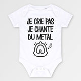 Body Bébé Je crie pas je chante du métal Blanc