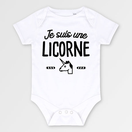 Body Bébé Je suis une licorne Blanc