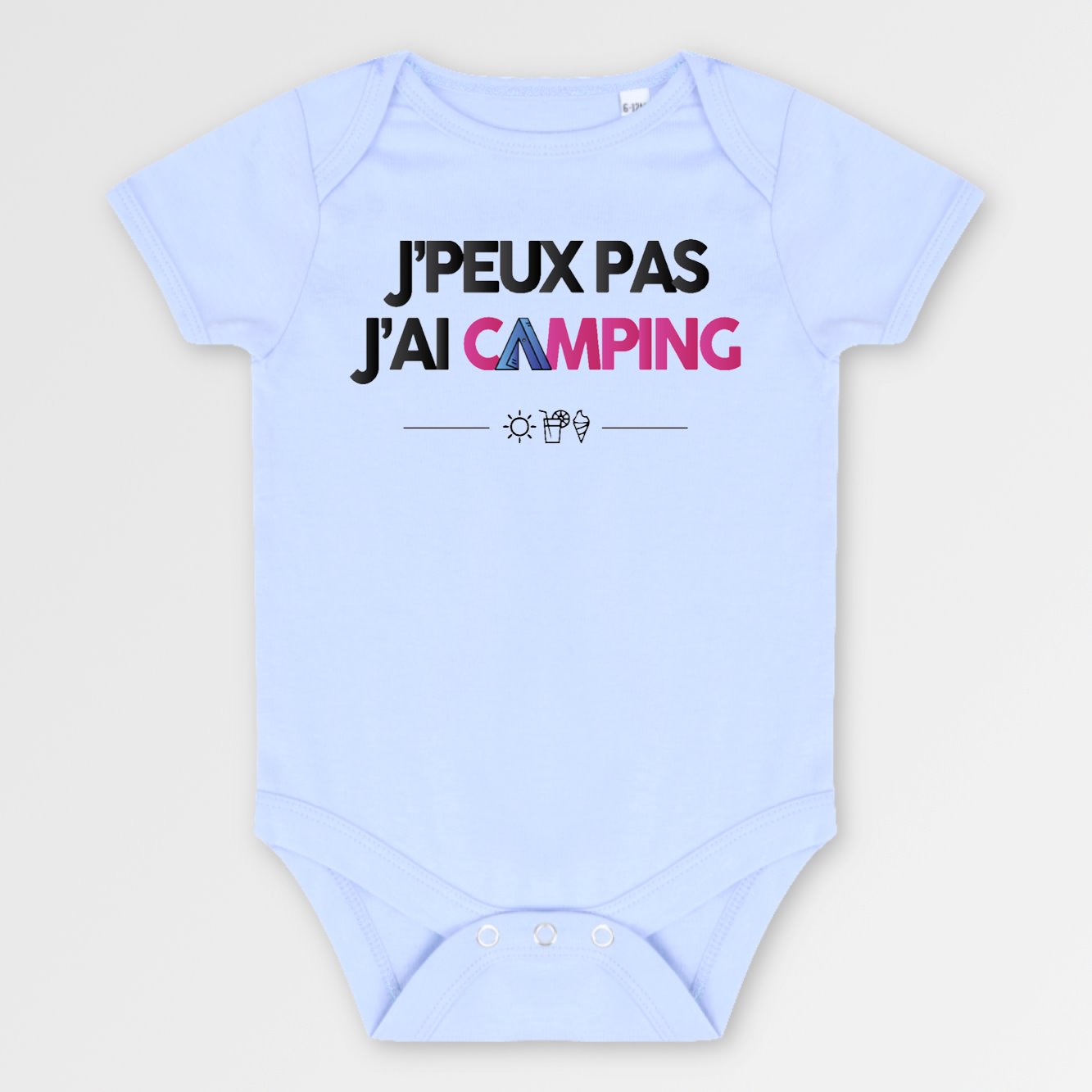 Body Bébé J'peux pas j'ai camping Bleu