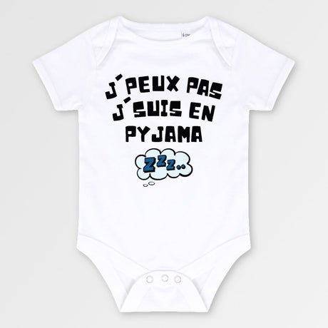 Body Bébé J'peux pas j'suis en pyjama Blanc