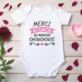 Body Bébé Merci nounou de m'avoir chouchouté Blanc