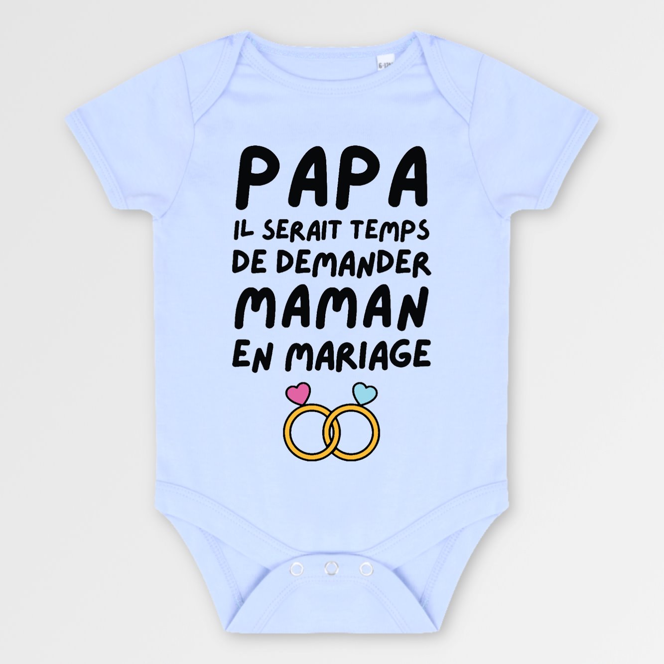 Body Bébé Papa demande en mariage maman Bleu