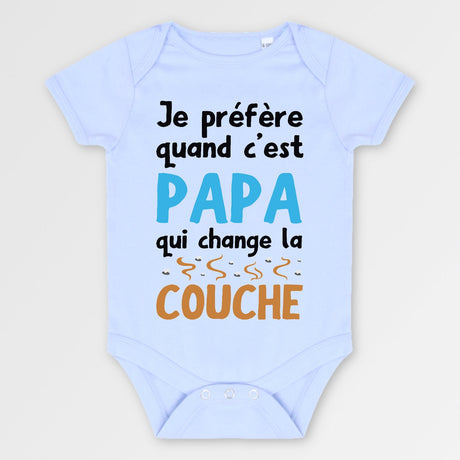 Body Bébé Papa qui change la couche Bleu