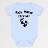 Body Bébé Papy mamie j'arrive Bleu