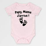 Body Bébé Papy mamie j'arrive Rose