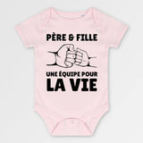 Body Bébé Père et fille une équipe pour la vie Rose